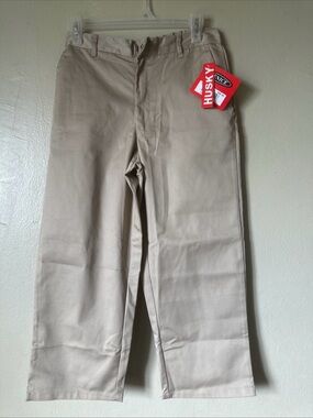 Boys Husky Size 8H Khakis Uniform Pants Lightweight Wide Led School straight fit